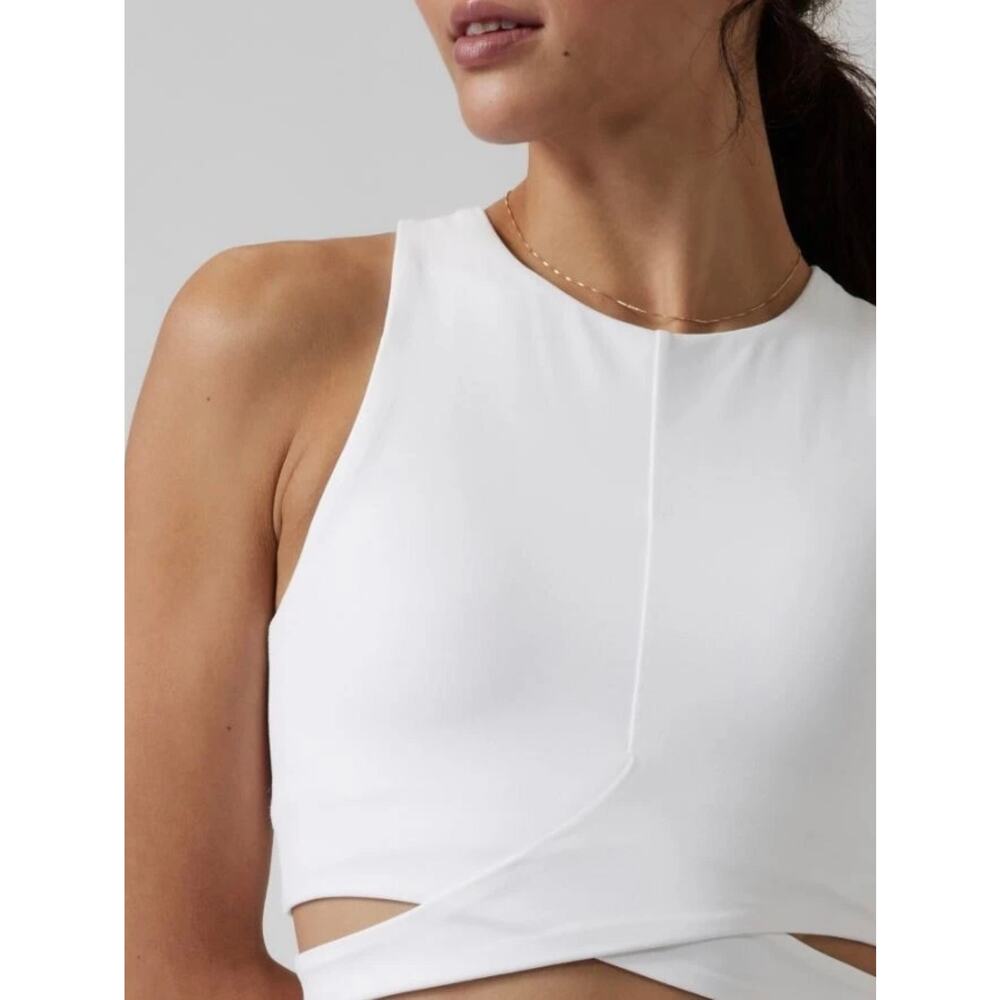 Athleta Conscious Crop Cut Out Sports Bra Crop Top In White Size Large D DD New - Picture 2 of 14